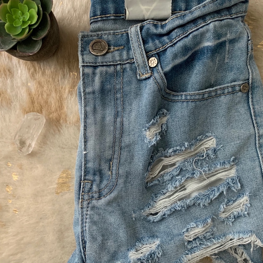 UNIF denim ripped shorts